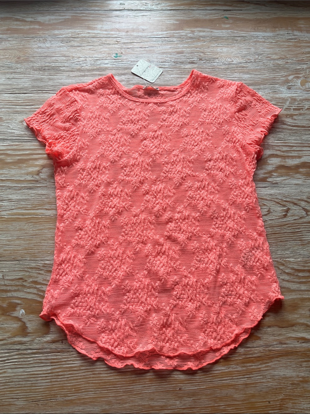 FP Movement by Free People Coral Textured Short Sleeve Top